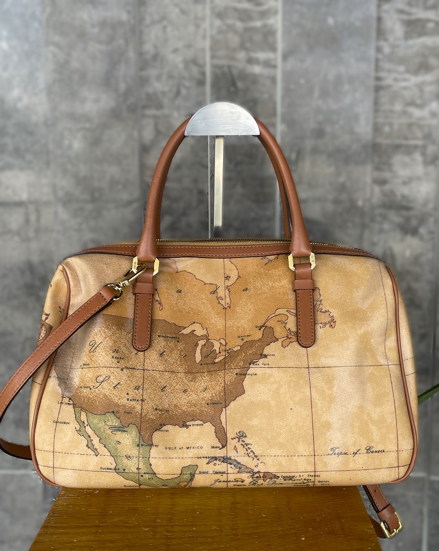 Martini Prima Classe Geo Map Leather Bag