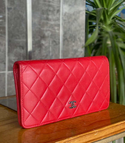Chanel Red Classic Flap Long Wallet