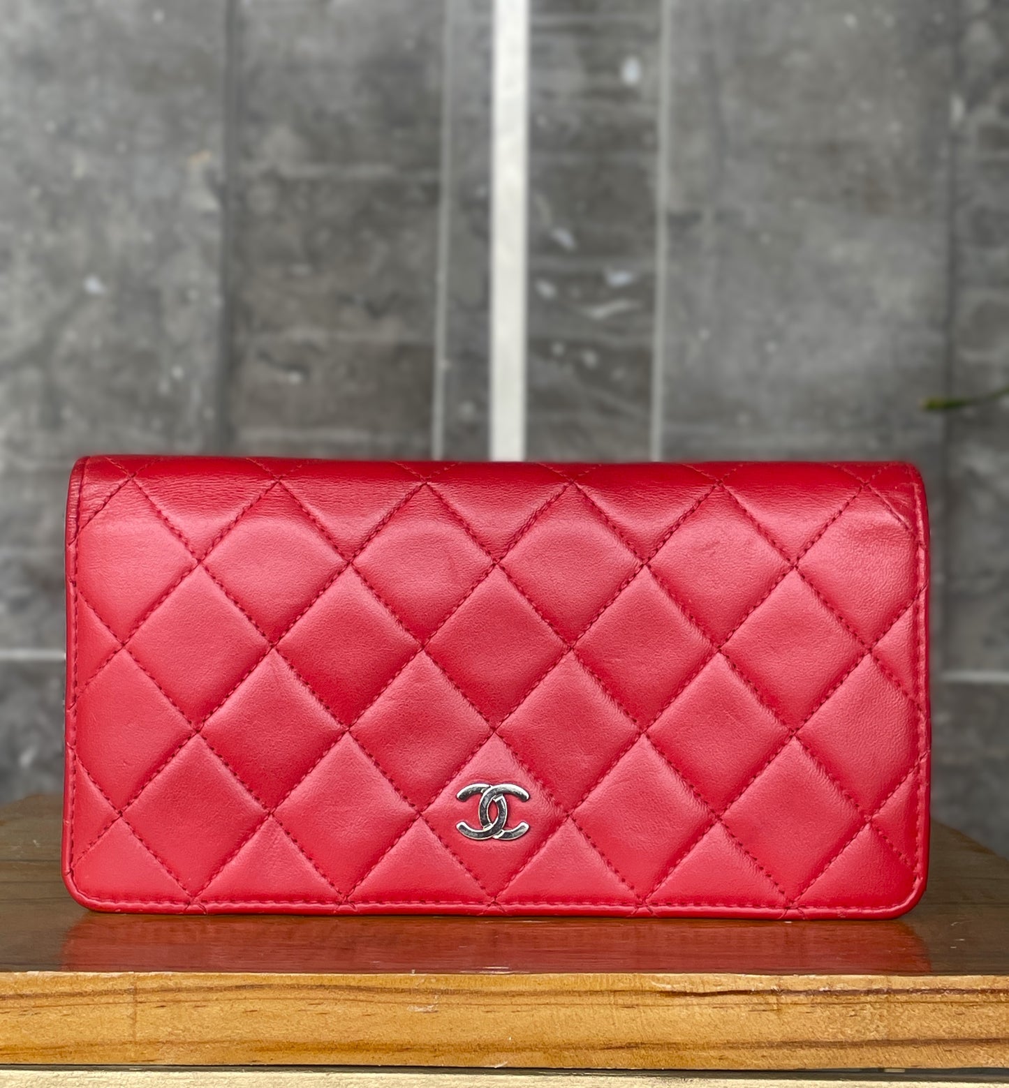 Chanel Red Classic Flap Long Wallet
