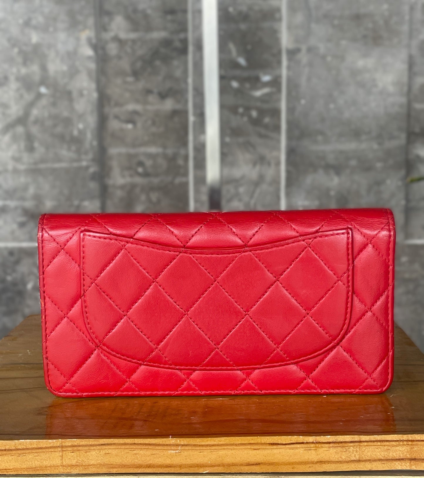 Chanel Red Classic Flap Long Wallet