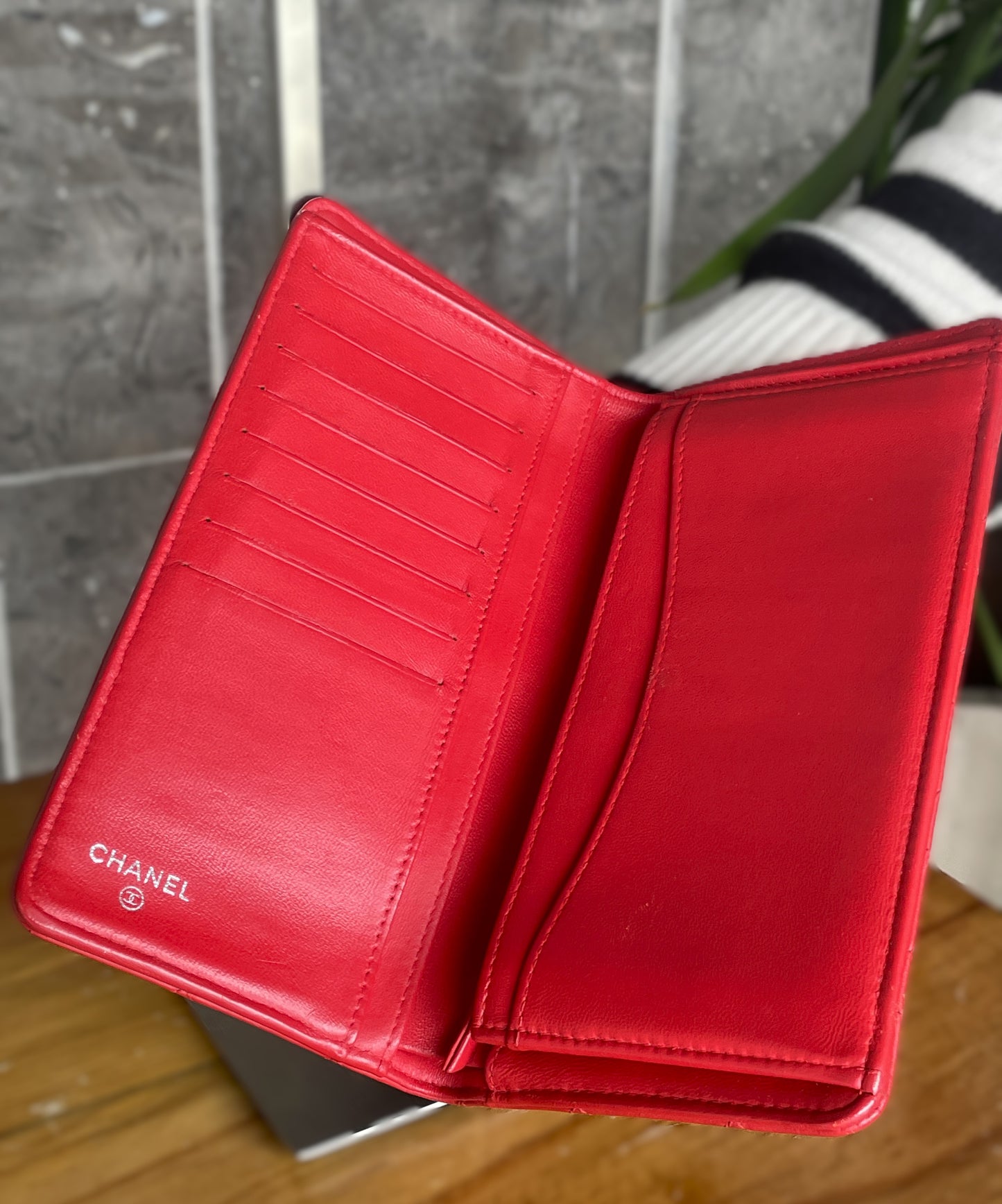 Chanel Red Classic Flap Long Wallet