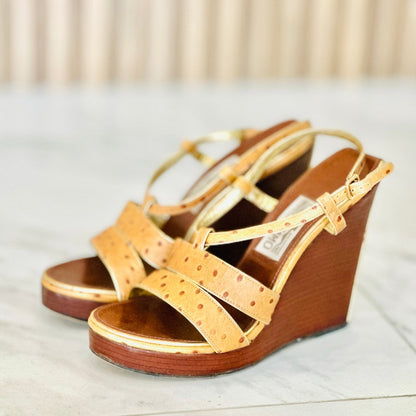 Salvatore Ferragamo Ostrich Embossed Tirzia Sandals - Élysée