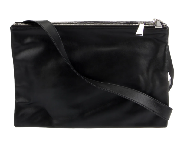 Bottega Veneta Unisex Triple Pouch Black Leather Cross Body Bag